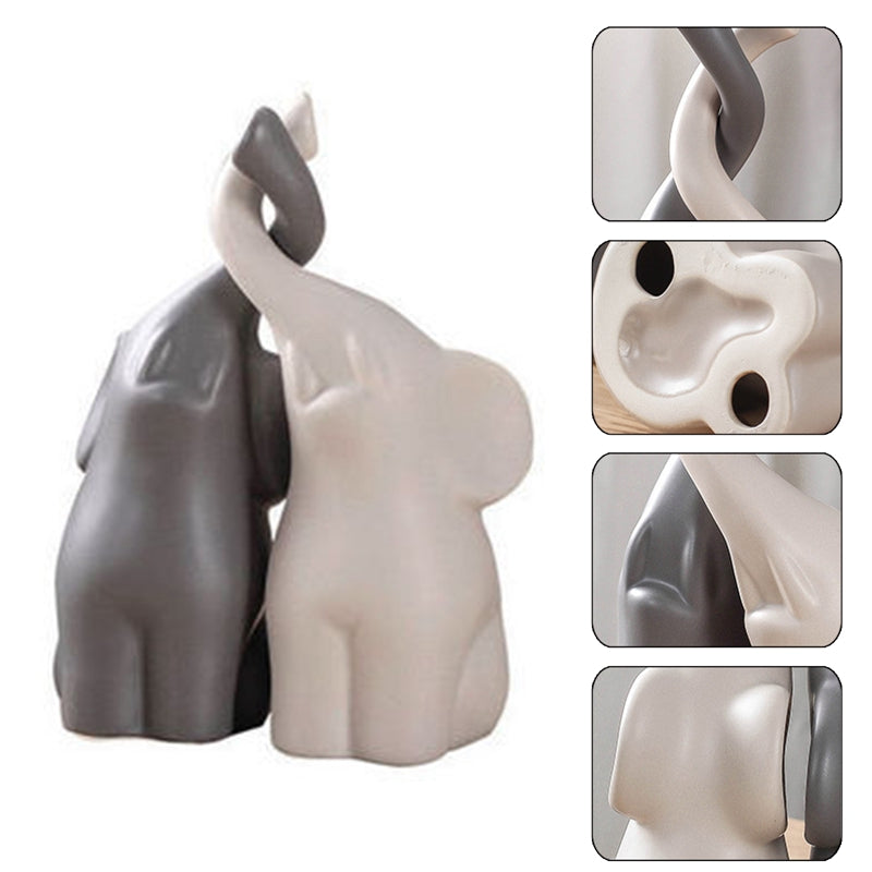 Ceramic Elephant Couple